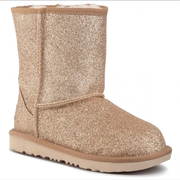 Ugg’s women sparkle short boots gold/tan‎ size 6