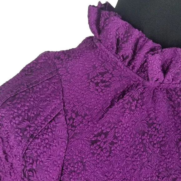 Ulla Johnson Metallic Purple Magenta Emilia Dress Long Sleeve Victorian Coquette