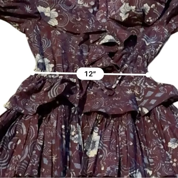 Ulla Jonson Lola Dress Long Sleeve Ruffle Tiered Skirt in Heliotrope Sz 2