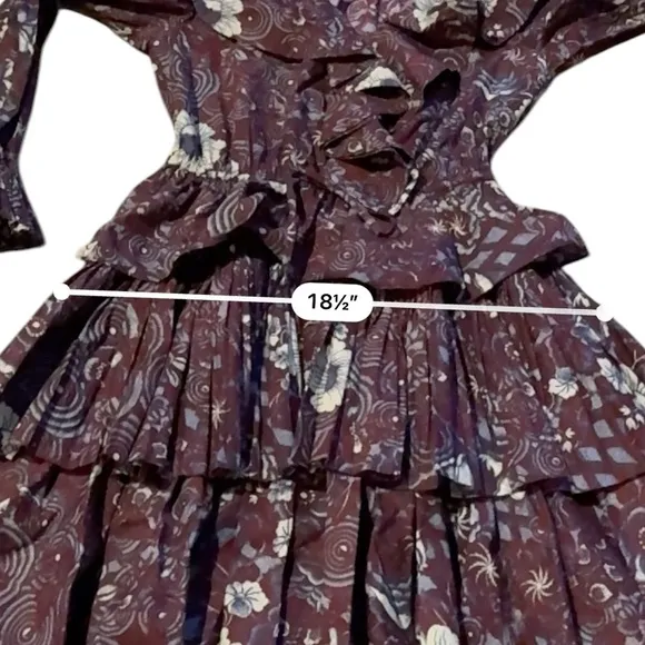 Ulla Jonson Lola Dress Long Sleeve Ruffle Tiered Skirt in Heliotrope Sz 2