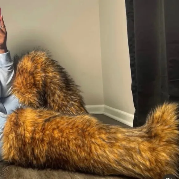 Unique thigh high faux fur boots