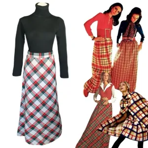 v i n t a g e :: Mod Preppy Plaid Thick Maxi Skirt Classy Tartan