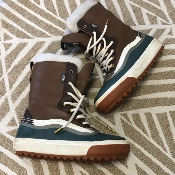 Vans Brown and Green Winter Boots