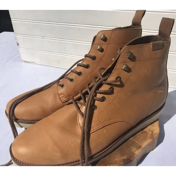 Vans Desert Chukka Mens 13 Leather Ankle Boots Shoes Lace Casual Sahara Brown