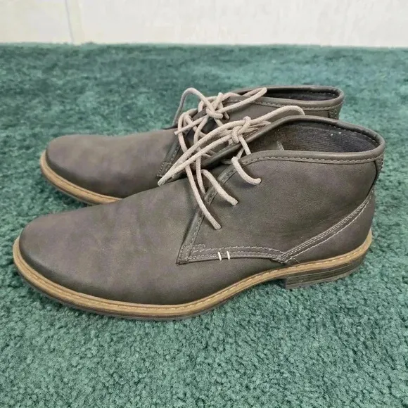 Varese Men's 10 Gobi II Chukka Boots Gray Faux Leather Lace Up GQ Office Career