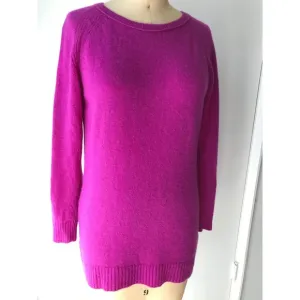 Velvet by Graham &amp; Spencer 100% Cashmere Zip Fuchsia Purple LS Sweater Size S/XS