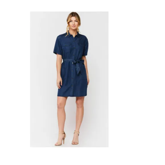 VELVET HEART NEW WESTERN BOHO TENCEL DENIM SHIRT DRESS MEDIUM