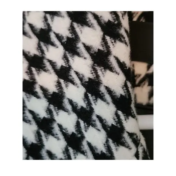 Vero Moda Coat Houndstooth Belted Maria Long Jacket Trench NEW Black White