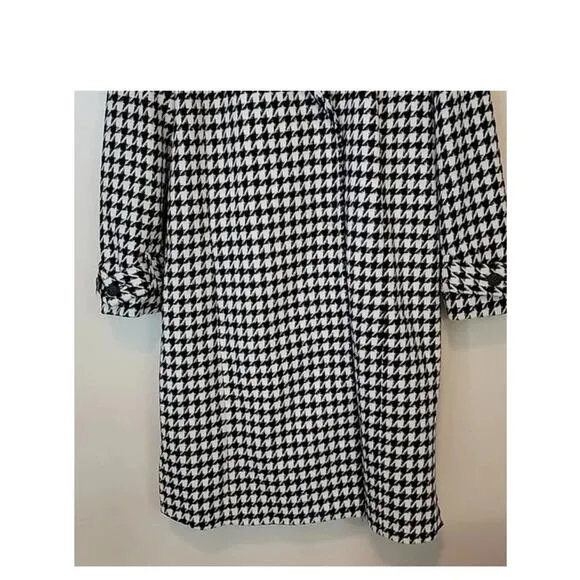 Vero Moda Coat Houndstooth Belted Maria Long Jacket Trench NEW Black White