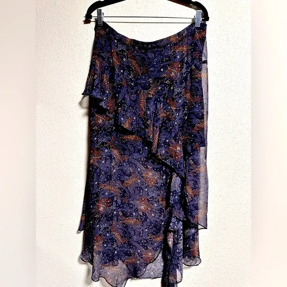 VERONICA BEARD Flowy Silk Skirt 🤎💙