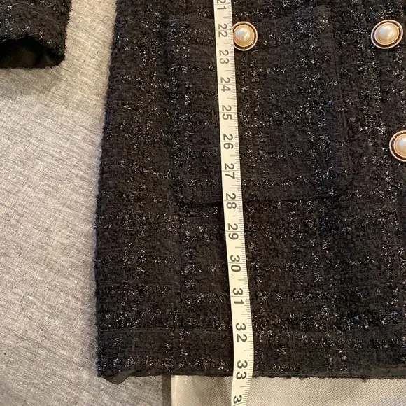 Veronica Beard Kenai Glittery Black Tweed Minidress Faux Pearl Buttons Size 6