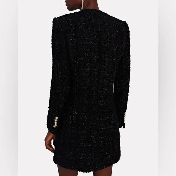 Veronica Beard Kenai Glittery Black Tweed Minidress Faux Pearl Buttons Size 6
