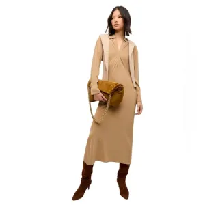 VERONICA BEARD Liberty Dress • Long Sleeve Maxi Tan Size 2 XS