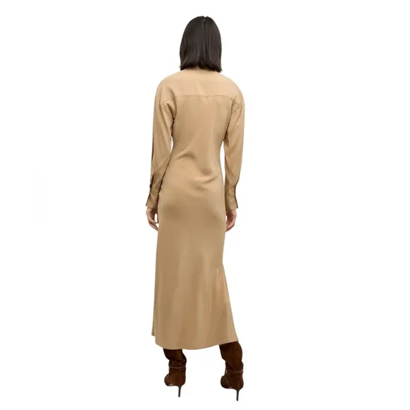 VERONICA BEARD Liberty Dress • Long Sleeve Maxi Tan Size 2 XS