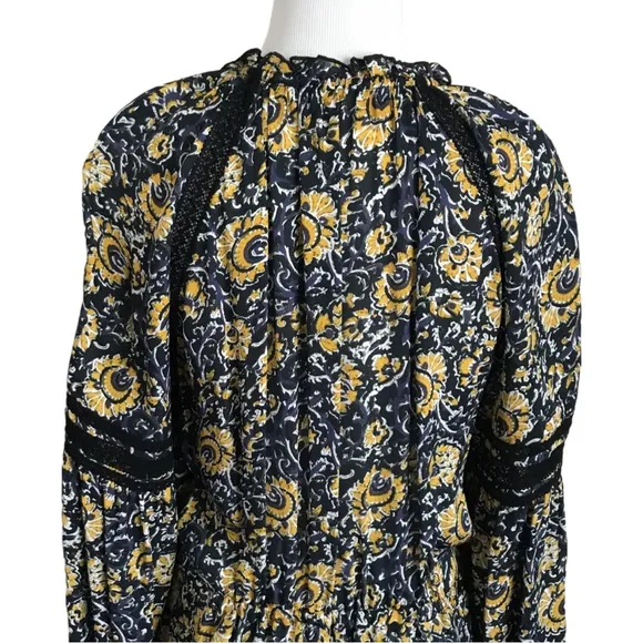 Veronica Beard NWT Ida Silk Mini Dress Navy and Gold Floral