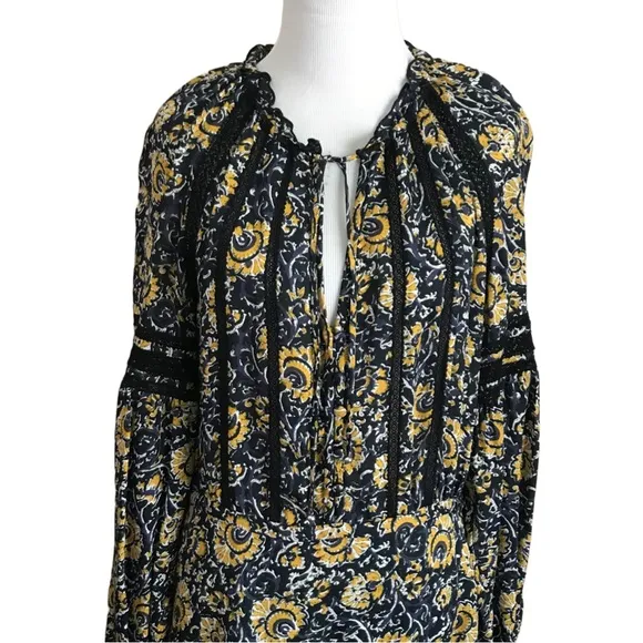 Veronica Beard NWT Ida Silk Mini Dress Navy and Gold Floral