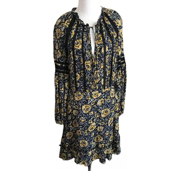 Veronica Beard NWT Ida Silk Mini Dress Navy and Gold Floral