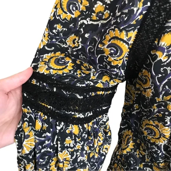 Veronica Beard NWT Ida Silk Mini Dress Navy and Gold Floral