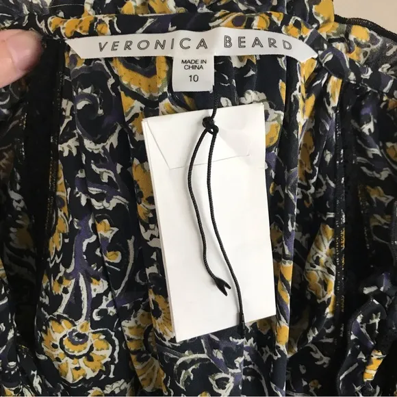 Veronica Beard NWT Ida Silk Mini Dress Navy and Gold Floral