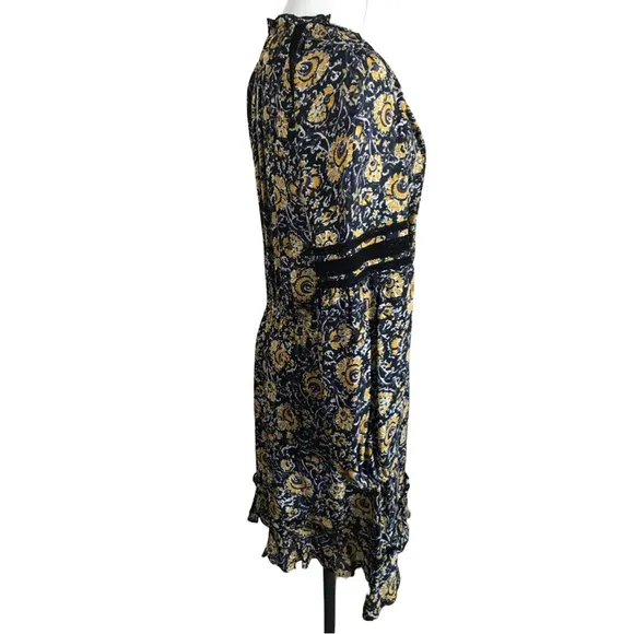 Veronica Beard NWT Ida Silk Mini Dress Navy and Gold Floral