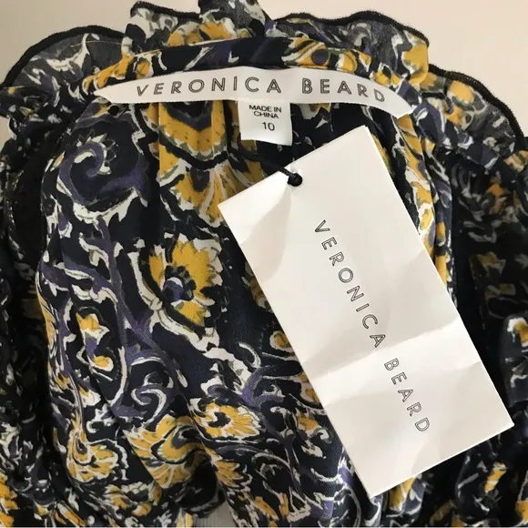 Veronica Beard NWT Ida Silk Mini Dress Navy and Gold Floral