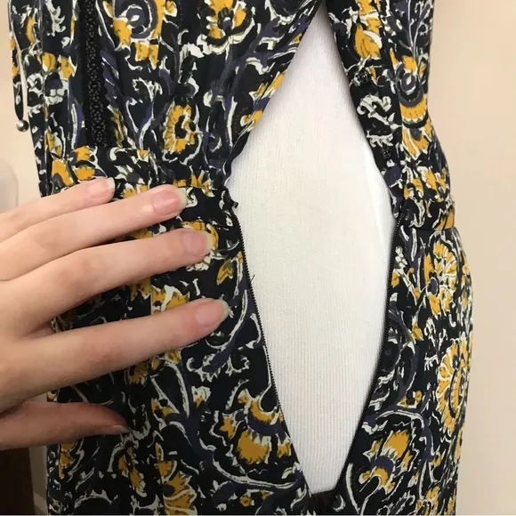 Veronica Beard NWT Ida Silk Mini Dress Navy and Gold Floral