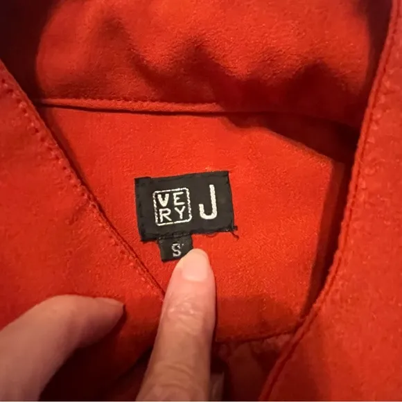VERY J Red Ruffled Women's Jacket Tie Belt Front Closure. Vibrant! Size S