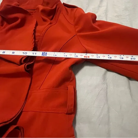 VERY J Red Ruffled Women's Jacket Tie Belt Front Closure. Vibrant! Size S