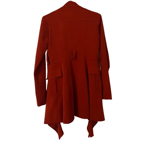 VERY J Red Ruffled Women's Jacket Tie Belt Front Closure. Vibrant! Size S