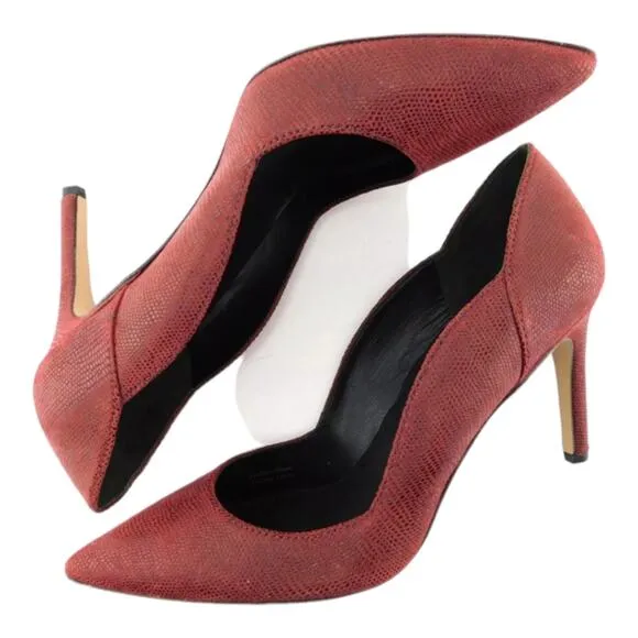 VIA SPIGA Dark Red Pin Head Suede Heels Pumps Shoes Women's Size 10 New