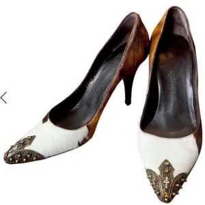 Vicini Giuseppe Zanotti Design calfskin rhinestone pointed kitten heels shoes
