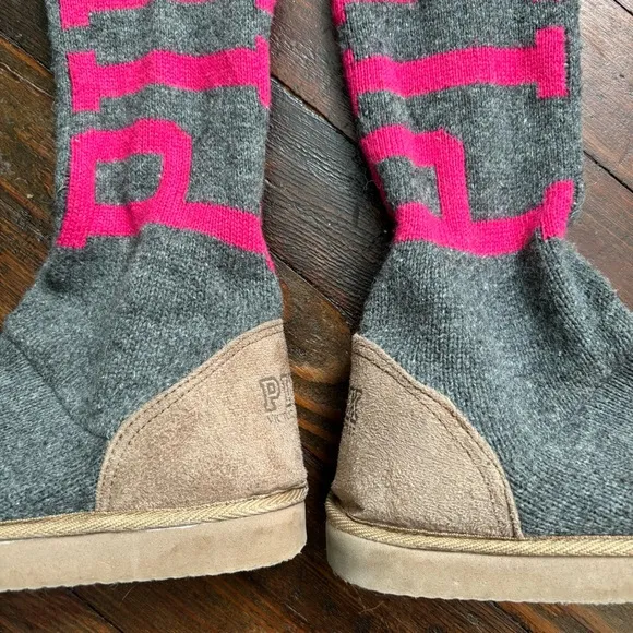 Victoria's Secret PINK Gray and Pink Tall Boots