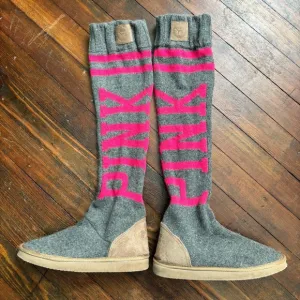 Victoria's Secret PINK Gray and Pink Tall Boots