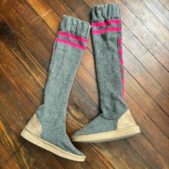 Victoria's Secret PINK Gray and Pink Tall Boots