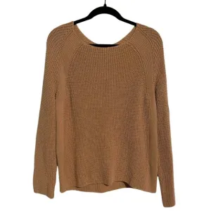 VINCE 100% Cotton Textured Knit Sweater in Camel Tan | Size M
