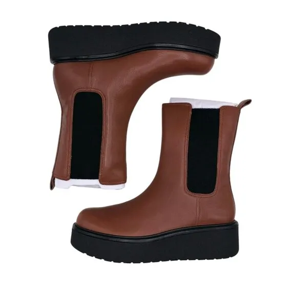 VINCE Brinton Boots Platform Booties Dark Taupe Brown NEW WITH BOX Size US 8 M