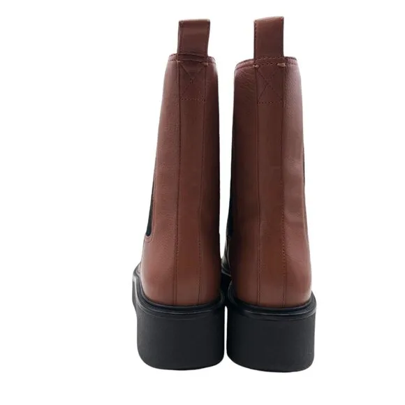 VINCE Brinton Boots Platform Booties Dark Taupe Brown NEW WITH BOX Size US 8 M
