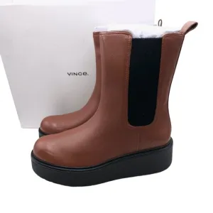 VINCE Brinton Boots Platform Booties Dark Taupe Brown NEW WITH BOX Size US 8 M