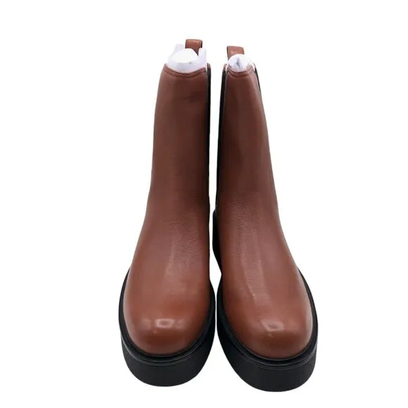 VINCE Brinton Boots Platform Booties Dark Taupe Brown NEW WITH BOX Size US 8 M