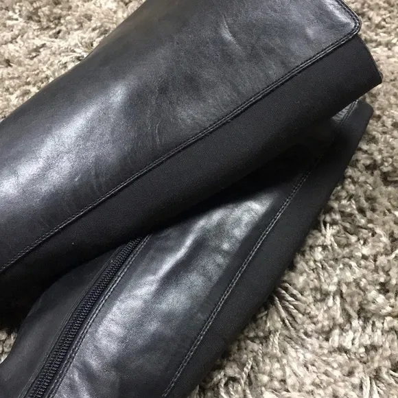 Vince Camino black leather long boots with 1” heel