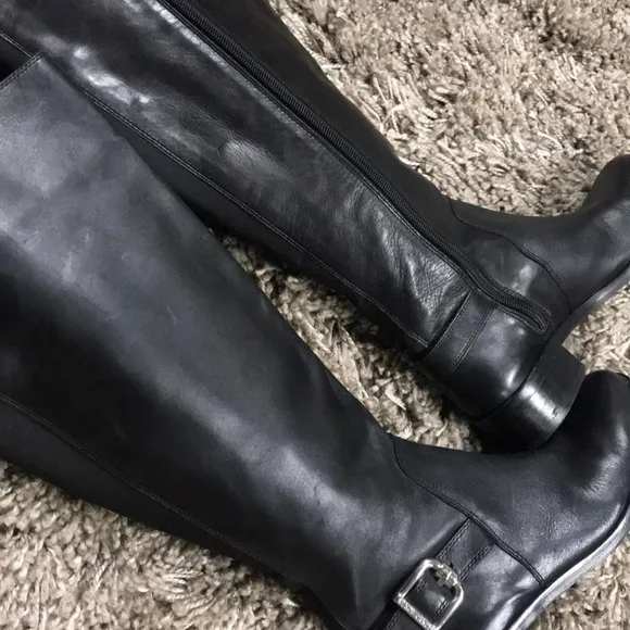 Vince Camino black leather long boots with 1” heel