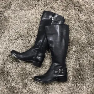Vince Camino black leather long boots with 1” heel