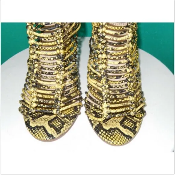 Vince Camuto Alsandra Snakeskin Caged Sandals Shoe