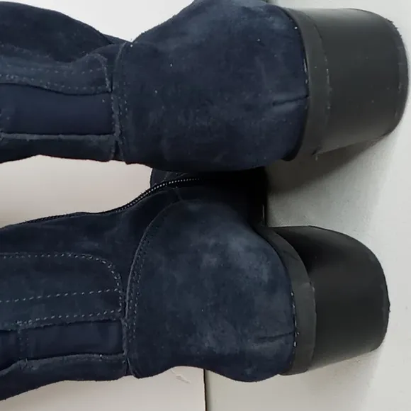 Vince Camuto- Bernadine Over Knee Navy Blue Suede Leather Boots w/Block Heel 6.5