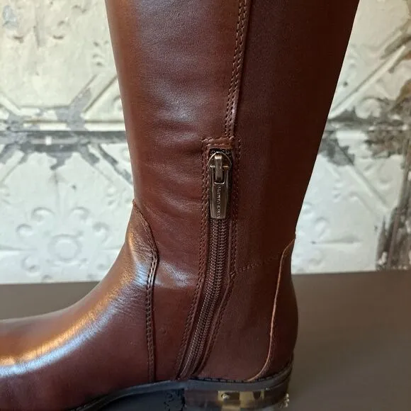 Vince Camuto Knee High Leather Upper Strappy Riding Boots Brown Color - NWT -5.5
