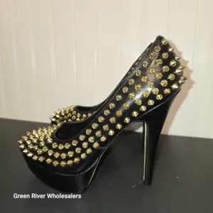 Vince‎ Camuto Madelyn Gold Spike Heels Shoes 6.5 Sexy Hot Role Play