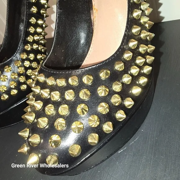 Vince‎ Camuto Madelyn Gold Spike Heels Shoes 6.5 Sexy Hot Role Play