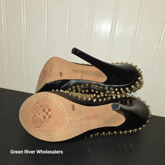 Vince‎ Camuto Madelyn Gold Spike Heels Shoes 6.5 Sexy Hot Role Play