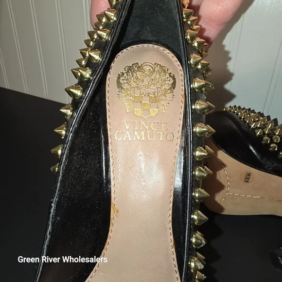 Vince‎ Camuto Madelyn Gold Spike Heels Shoes 6.5 Sexy Hot Role Play