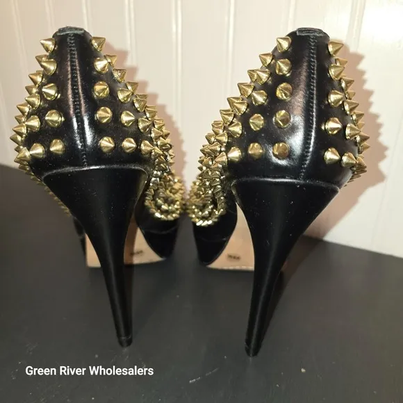 Vince‎ Camuto Madelyn Gold Spike Heels Shoes 6.5 Sexy Hot Role Play